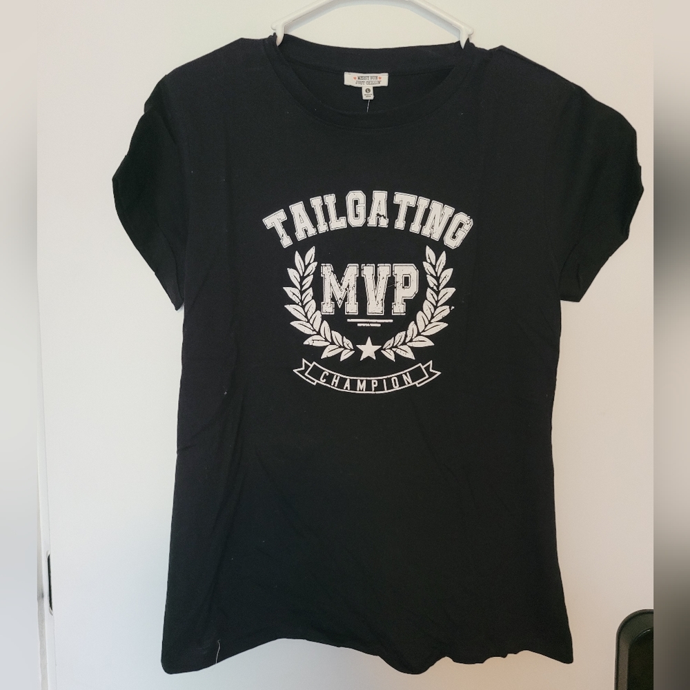 Messy Bun Just Chilling Black Tailgate Graphic Tee Top